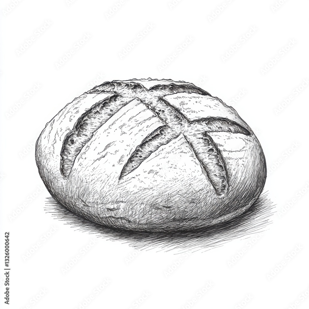 Poster Sourdough bread loaf with a textured crust displayed on a simple background