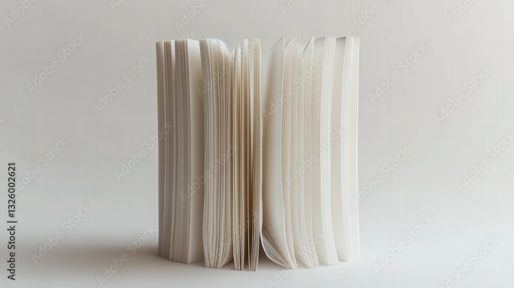 Aufkleber 3d composition of a single standing book with pages forming intricate outward patterns on a smooth, 
