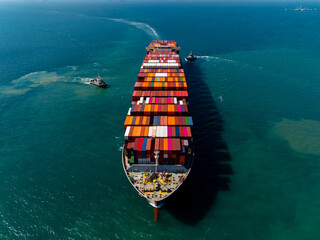 shipping container carrier container sailing in ocean, global business and industry delivery...