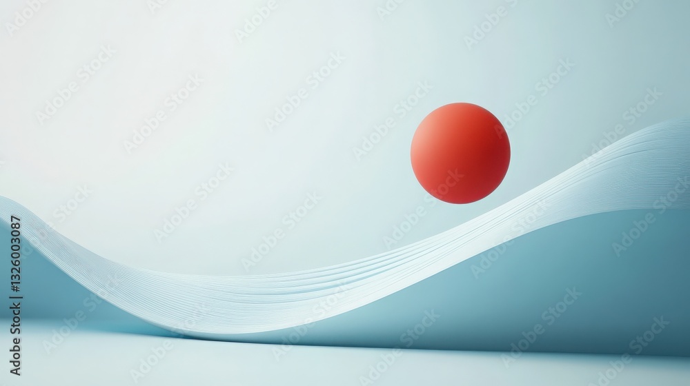 Poster floating sphere with trail a vibrant red sphere appears suspended mid-air, leaving a dynamic trail a