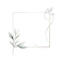Obraz premium square logo frame with green leaves on white background, arranged in symmetrical pattern, creating visually pleasing composition, background provides clean and crisp backdrop for leaves