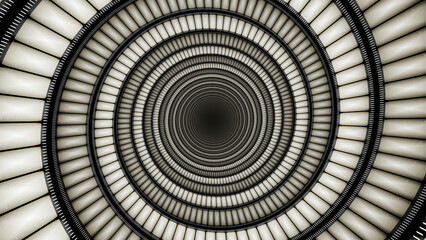 old 35 mm film strip in an infinite depth spiral descending effect animation
