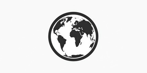 Obraz premium A striking black-and-white illustration of a world map; the globe sits at center stage with distinct continents and oceans outlined sharply in contrast. 