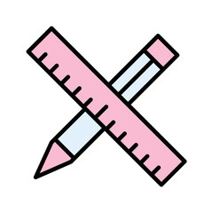 Pencil with Ruler Vector Icon