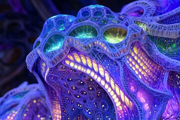 Obraz premium Abstract fractal structure; digital creation; dark. Tech background. Science promo