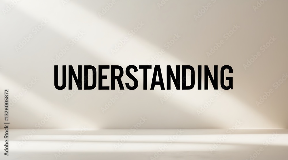 Aufkleber strong black typography conveying understanding on a subtle backdrop with soft light