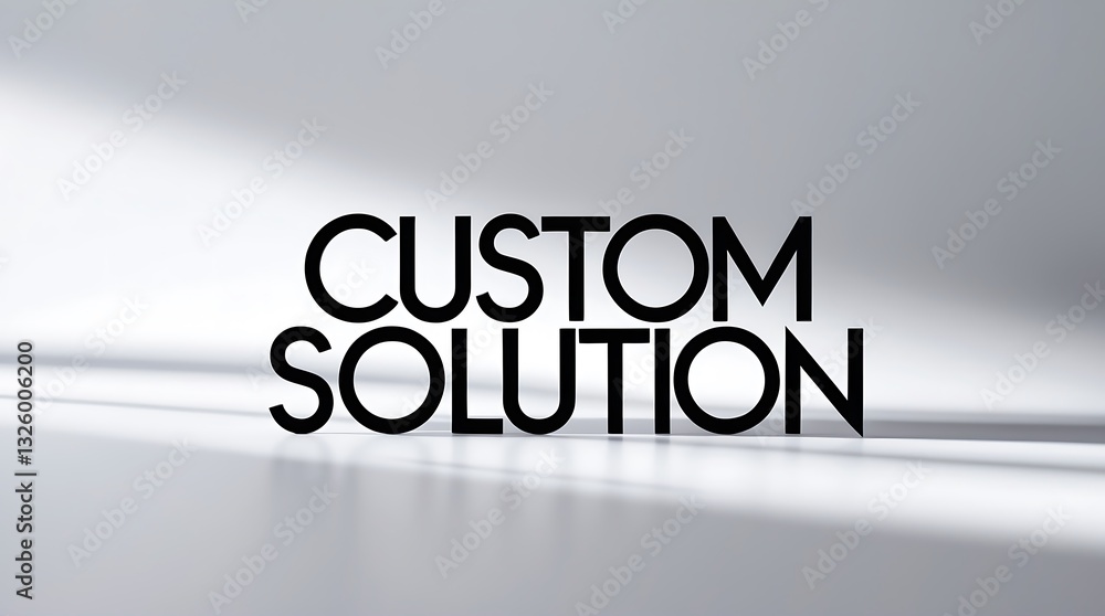 Poster custom solution typography displayed against a soft backdrop with subtle shadows