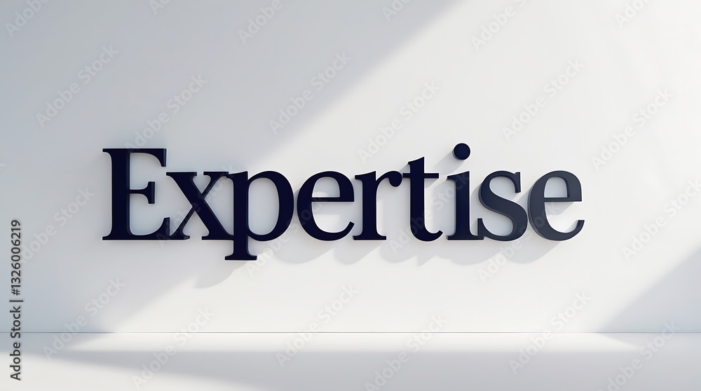 Poster focus on expertise displayed in bold typography on a subtle background