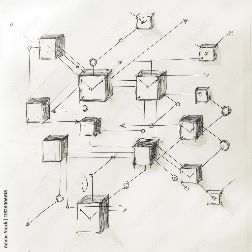 Leinwandbilder Flowchart illustrating interconnected processes and dependencies in project management