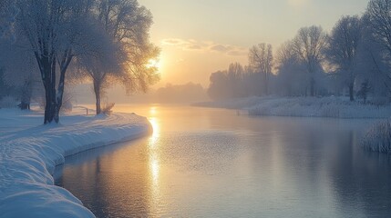 sunrise over the river