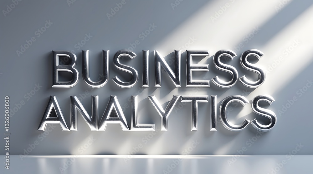 Poster bold typography highlighting business analytics with dynamic shadow effects