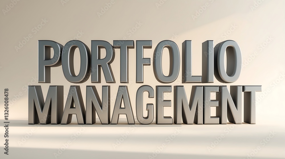 Poster portfolio management displayed as bold 3d text on a soft background