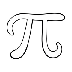 Black and White Illustration of Greek Letter Pi Symbol for Mathematics and Science