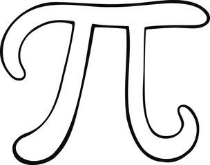 Black and White Illustration of Greek Letter Pi Symbol for Mathematics and Science