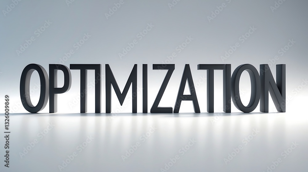 Poster text focusing on optimization showcasing solid typography against a light backdrop