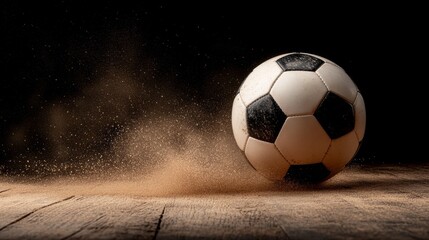 Fototapeta premium Fast-paced football match stadium action shot evening close-up thrilling play by team athletes