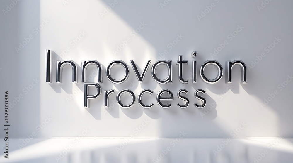 Poster modern text displaying innovation process concept on a clean backdrop
