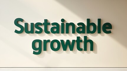 Green typography promoting sustainable growth in a modern space