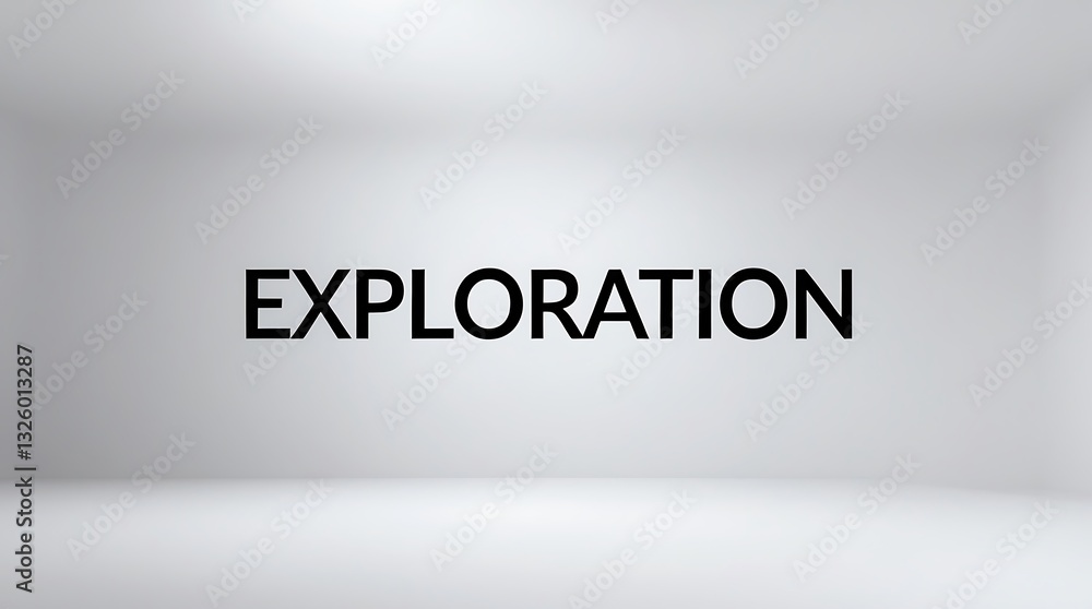 Poster exploration theme with bold typography on a minimalist background in a modern space
