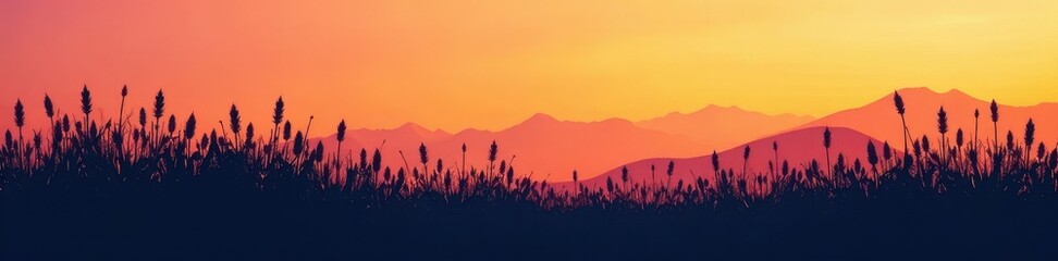 Fototapeta premium Dense, short grass silhouette, intricate details , simple, botanical