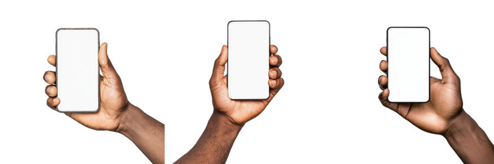 A hand holding a sleek smartphone, showcasing a blank screen, emphasizing modern technology and communication.