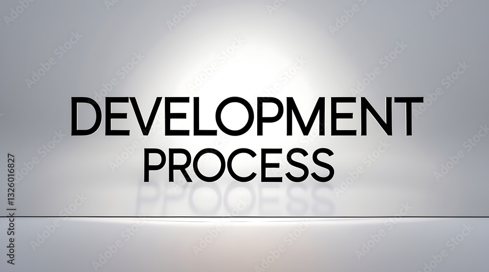 Poster text highlighting the development process against a light background