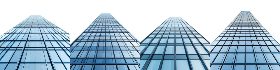 Towering architectural masterpieces reaching skyward in an urban landscape showcasing the geometric patterns and glass facades of modern skyscrapers in a city setting