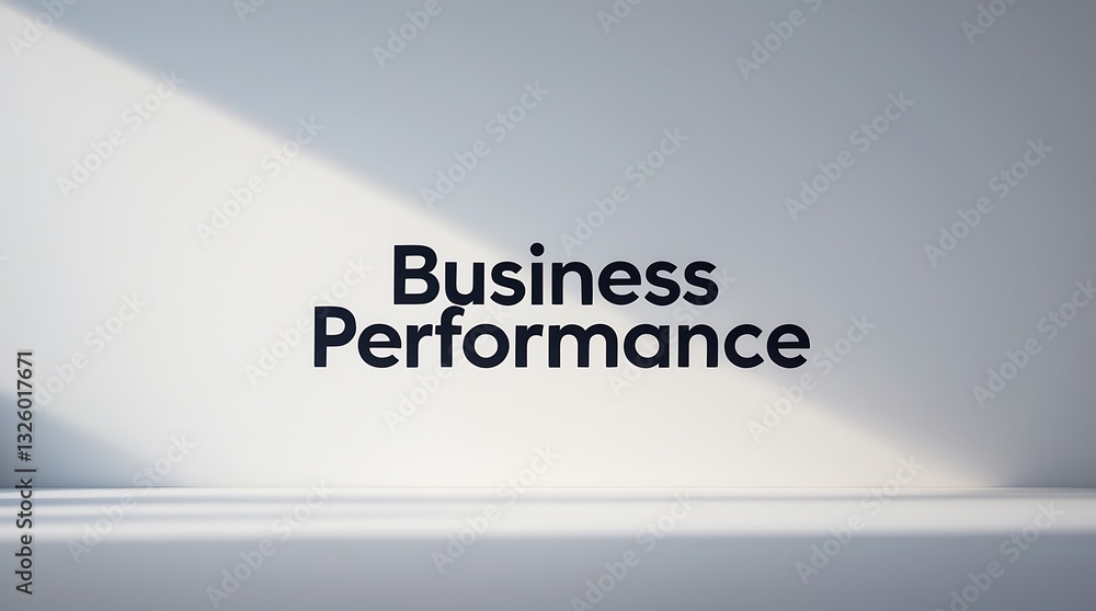 Poster exploring business performance concepts with bold typography against a light background