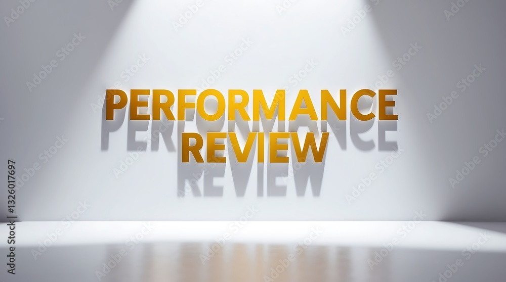 Poster golden typography on a plain background showcasing a performance review concept