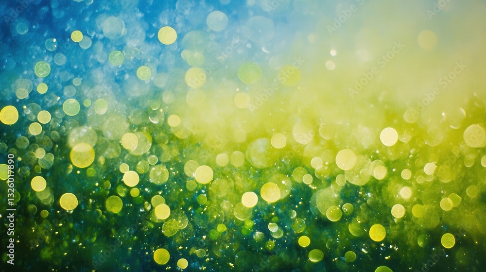 Poster bright lime green gradient creates a calming and refreshing atmosphere with glistening droplets and 