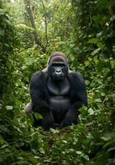 Naklejka premium Powerful Gorilla in Jungle Habitat