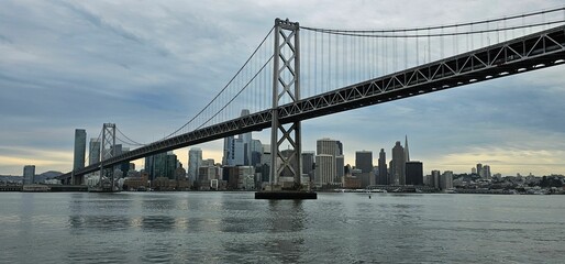 San Francisco skyline with Bay Bridge.