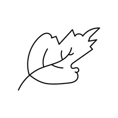 Leaf doodle line icon with white background vector stock illustration