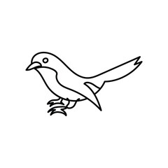 Bird line doodle icon with white background vector stock illustration