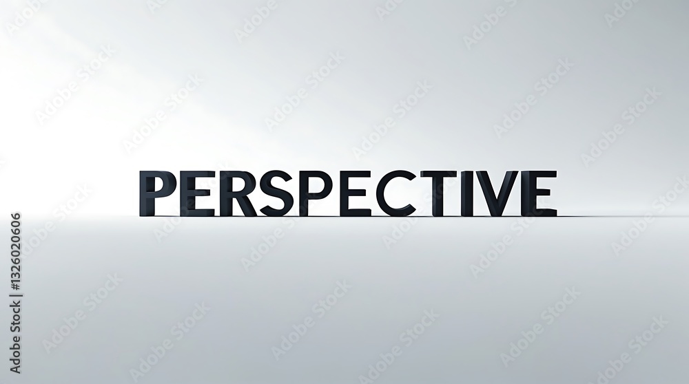 Poster creative representation of the word perspective in bold typography on a minimal background
