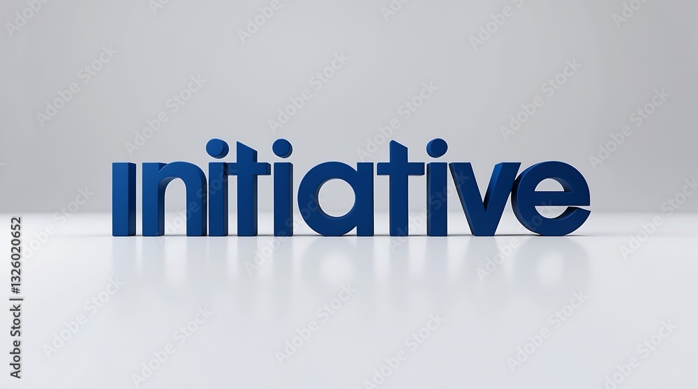 Poster constructive lettering of the word initiative in a professional setting