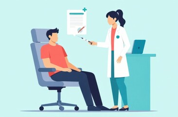 Fototapeta premium Healthcare professional prepares patient for vaccination in a clinical setting