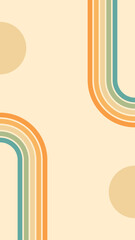 Abstract background of rainbow and sun groovy Wavy Line design in 1970s Hippie Retro style. Vector pattern ready to use for cloth, textile, wrap and other.