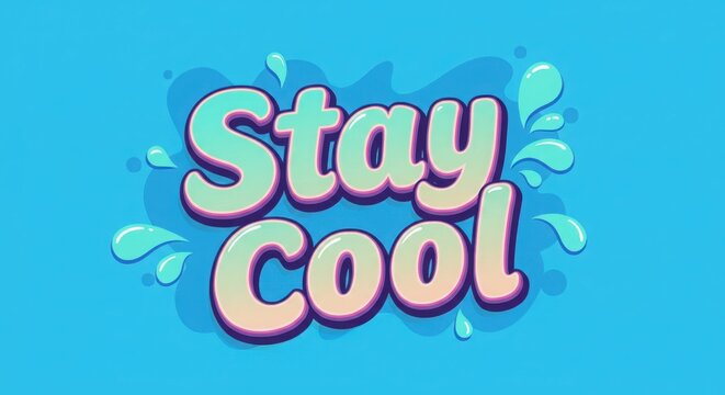 Stay cool text art with splash design on blue background