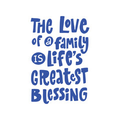 A hand-drawn family quote design with the phrase 