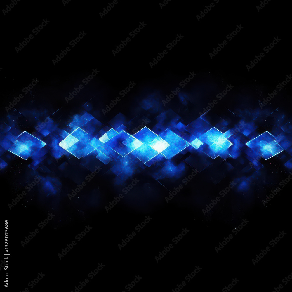Aufkleber dynamic blue geometric abstract with glowing squares and illuminated effect