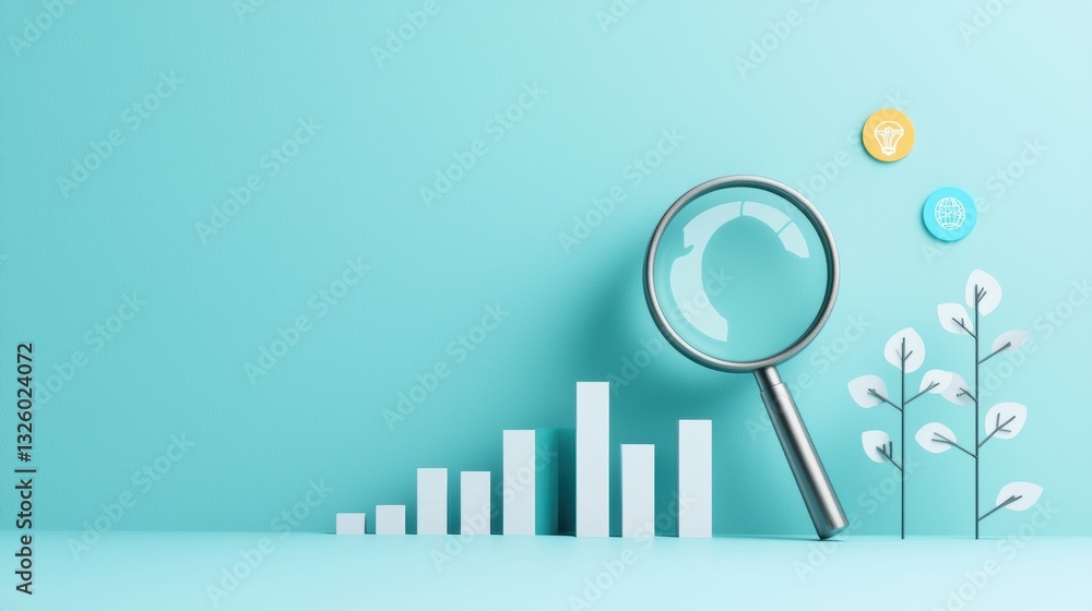 Poster magnifying glass on a webpage a magnifying glass focusing on a search bar on a computer screen, symb