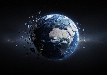 Naklejka premium Shattering Earth globe in space.