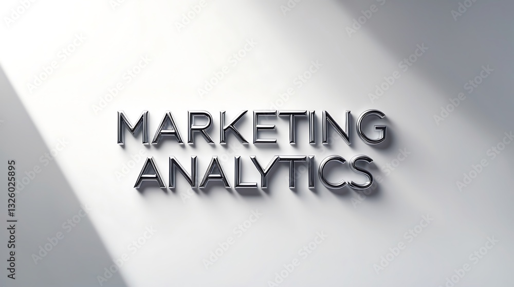 Aufkleber marketing analytics text on a softly lit background with shadow effects