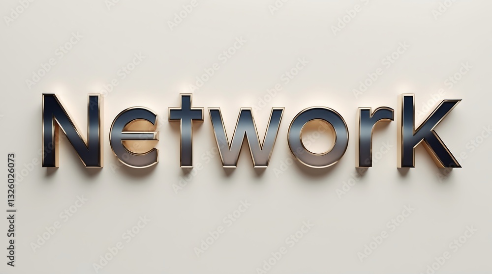 Poster sign displaying the word network in modern typography on a neutral background