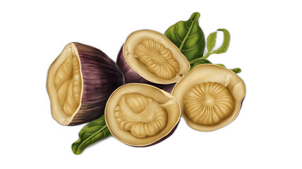 Realistic illustration of fresh, ripe salsify, emphasizing its smooth texture and vibrant color, against a clean white background for a fresh and minimalistic aesthetic.