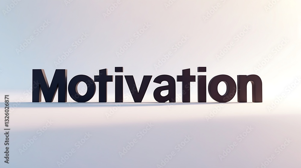 Poster bold lettering displaying the word motivation on a soft gradient background