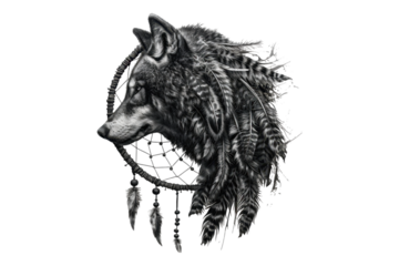 Majestic Wolf with Dreamcatcher