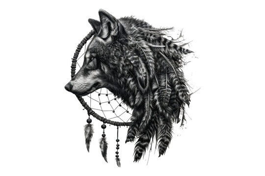 Majestic Wolf with Dreamcatcher