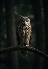 Fototapeta premium great horned owl sitting on branch